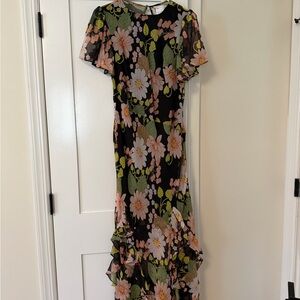 ASOS DESIGN chiffon asymmetric floral midi dress